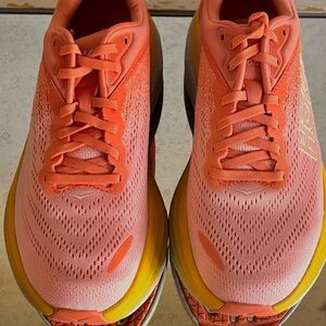 Hoka Women's Coral and Lemon Athletic Shoes